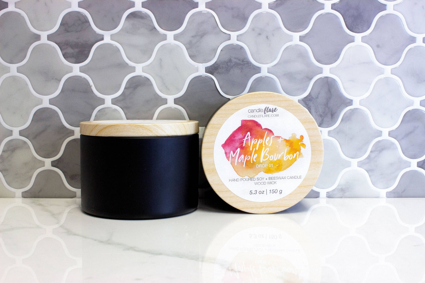 Apples + Maple Bourbon Handmade Soy Candle in Black 8oz Tin