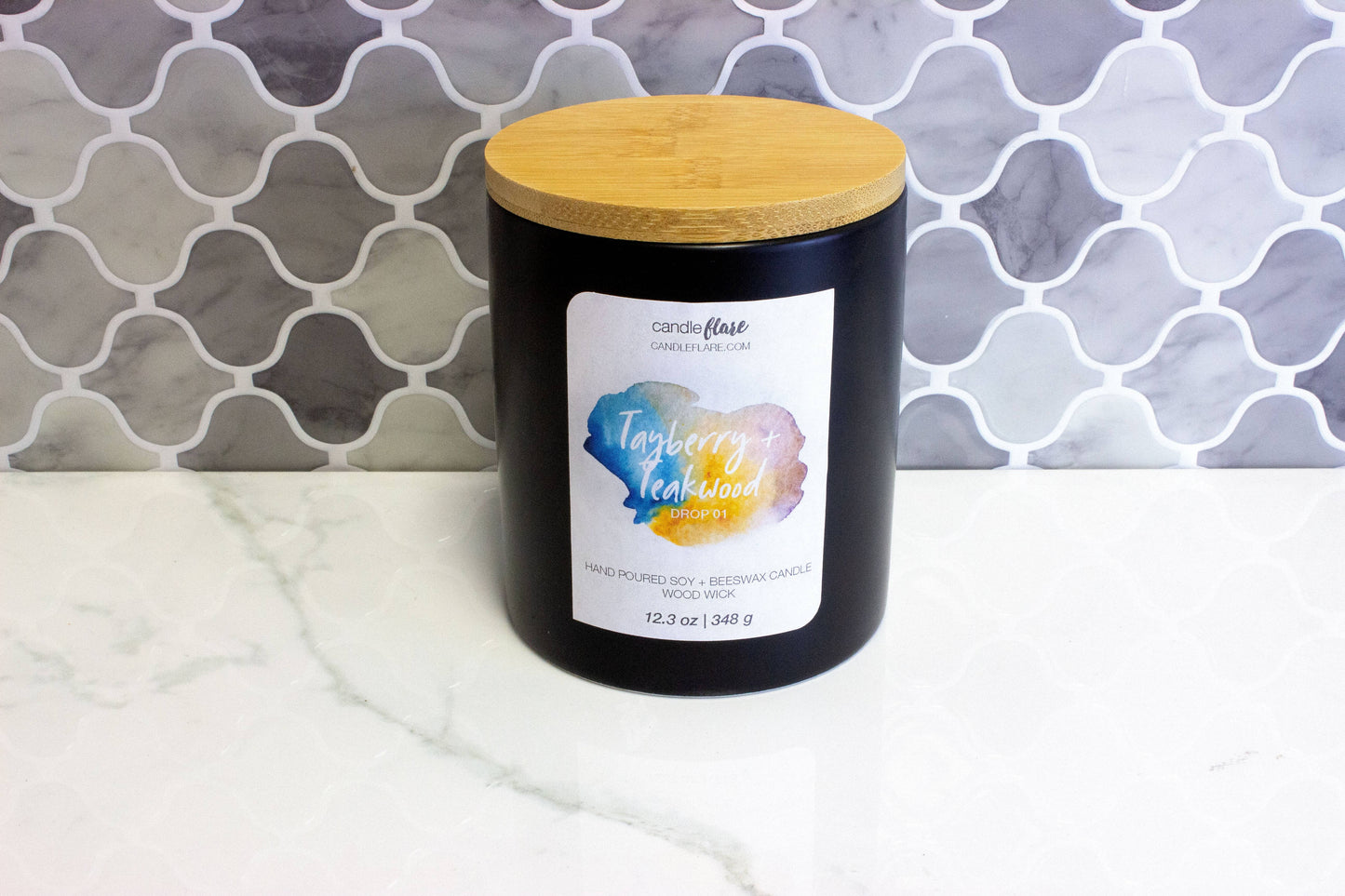 Tayberry + Teakwood Handmade Soy Candle in Ceramic Modern Tumbler