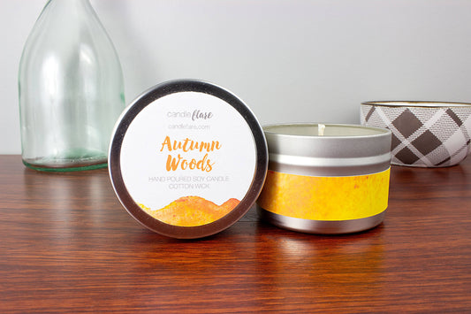 Autumn Woods Handmade Soy Candle in 4oz Tin