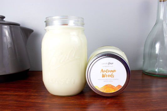 Autumn Woods Handmade Soy Candle in Pint Mason Jar