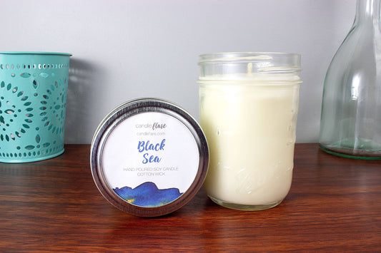 Black Sea Soy Handmade Candle in Half Pint Mason Jar