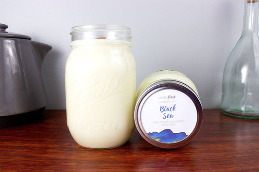 Black Sea Handmade Soy Candle in Pint Mason Jar