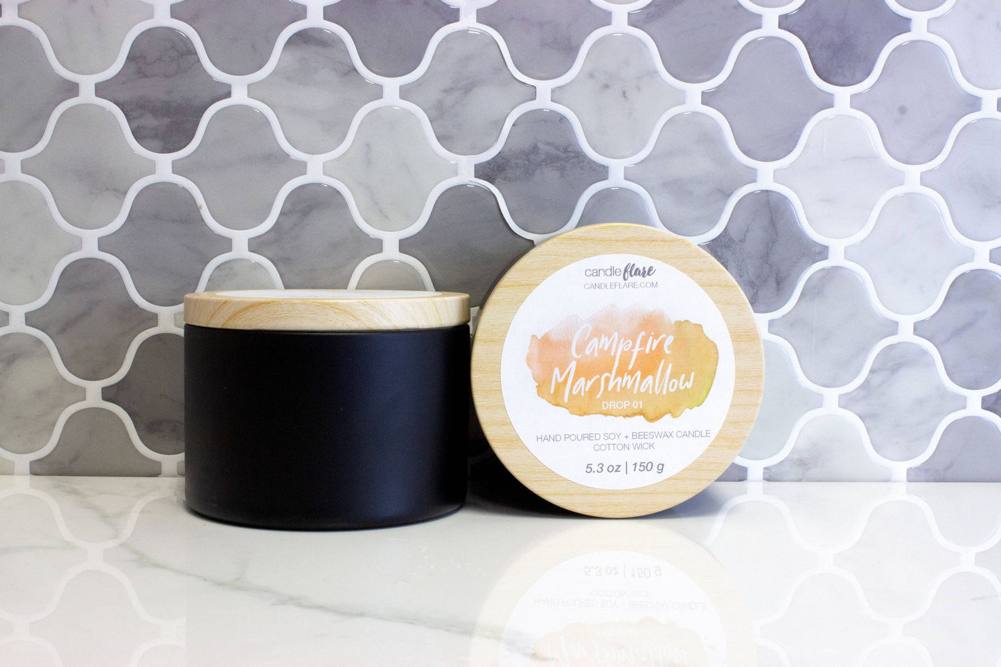 Campfire Marshmallow Handmade Soy Candle in Black 8oz Tin