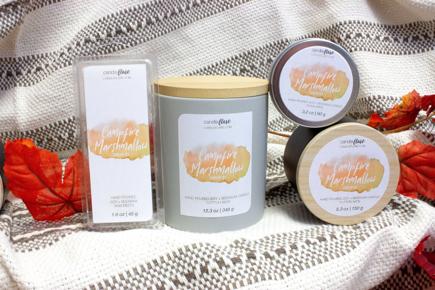 Campfire Marshmallow Handmade Soy Candle in Black 8oz Tin