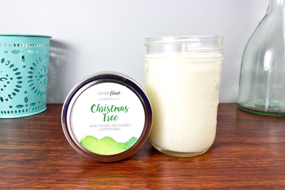 Christmas Tree Handmade Soy Candle in Half Pint Mason Jar
