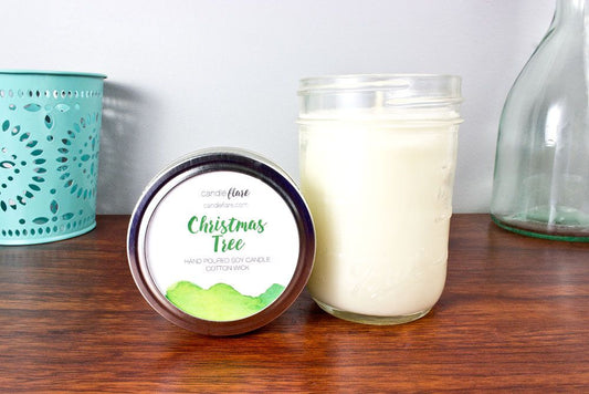 Christmas Tree Handmade Soy Candle in Half Pint Mason Jar