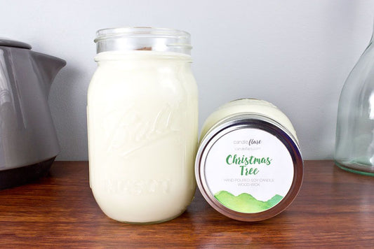 Christmas Tree Handmade Soy Candle in Pint Mason Jar