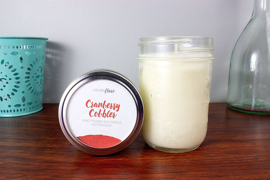 Cranberry Cobbler Handmade Soy Candle in Half Pint Mason Jar