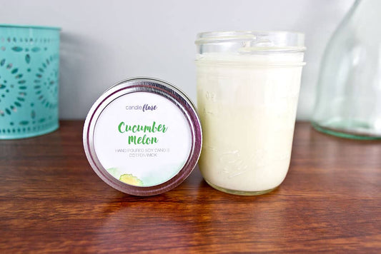 Cucumber Melon Handmade Soy Candle in Half Pint Mason Jar