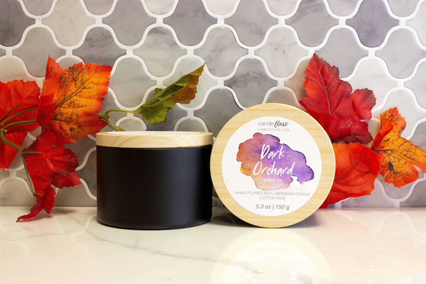 Dark Orchard Handmade Soy Candle in Black 8oz Tin