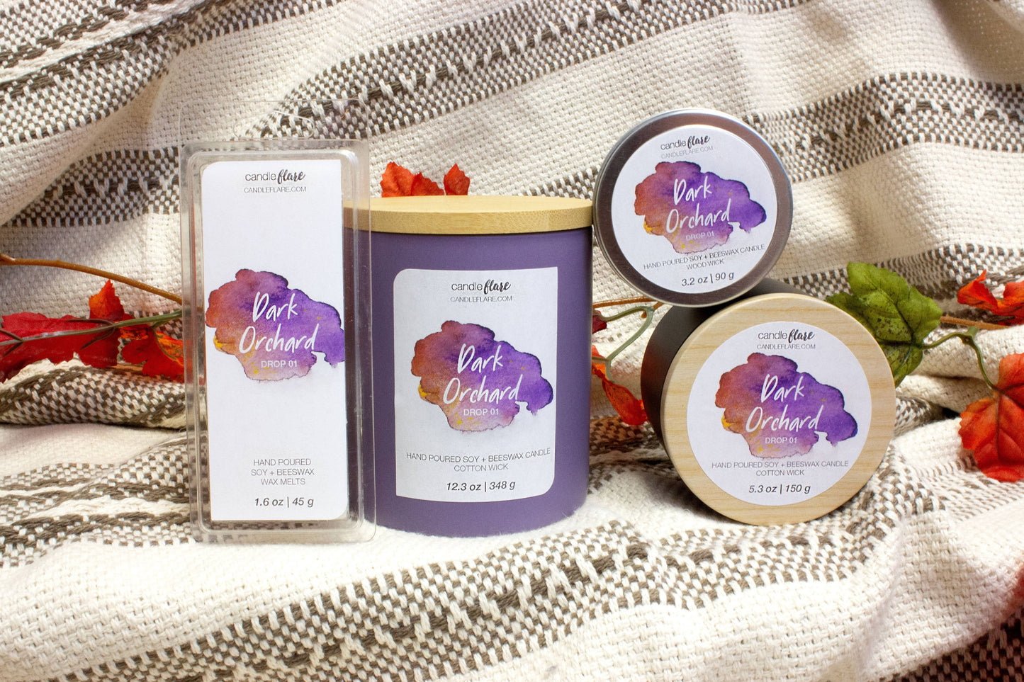 Dark Orchard Handmade Soy Candle in Black 8oz Tin