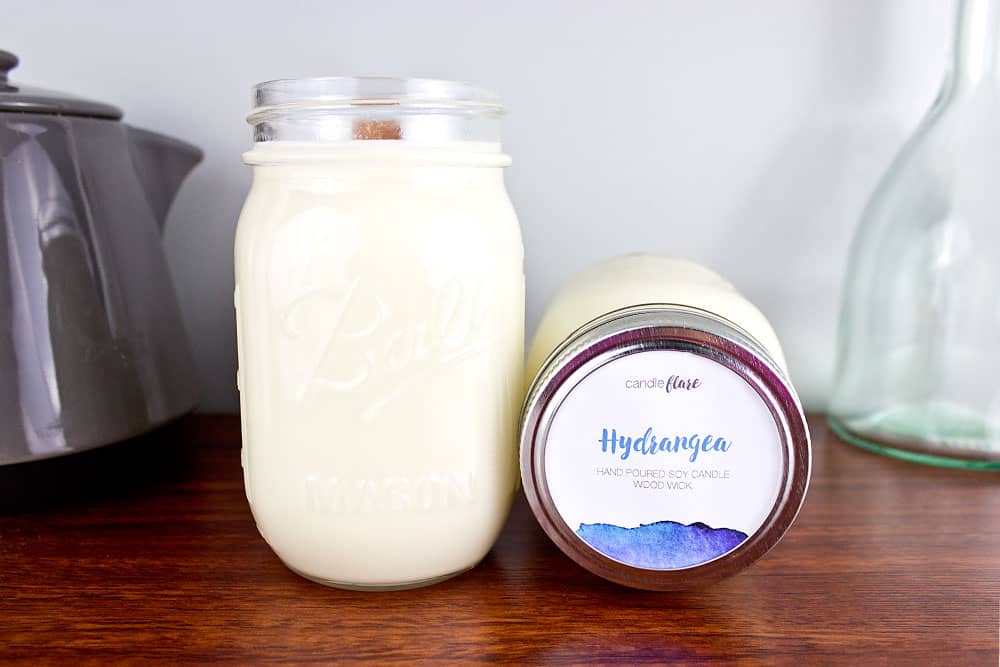 Hydrangea Handmade Soy Candle in Pint Mason Jar