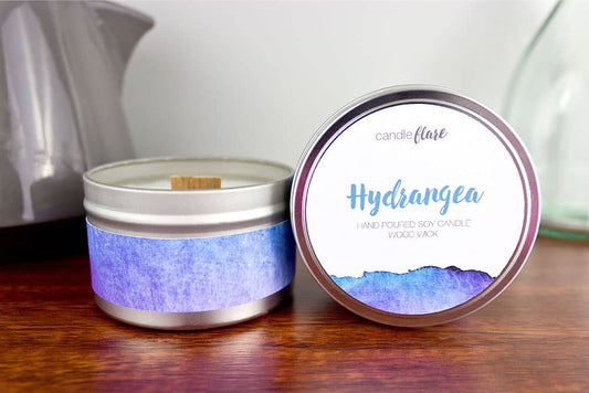 Hydrangea Handmade Soy Candle in 8oz Tin