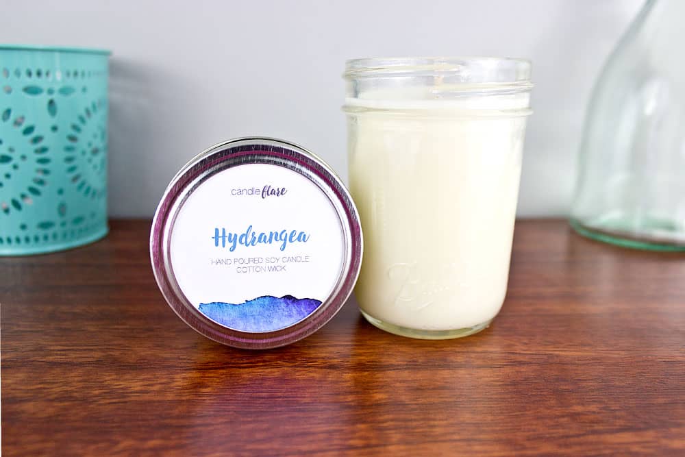 Hydrangea Handmade Soy Candle in Half Pint Mason Jar