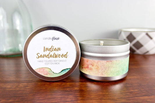 Indian Sandalwood Handmade Soy Candle in 4oz Tin