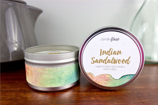 Indian Sandalwood Handmade Soy Candle in 8oz Tin