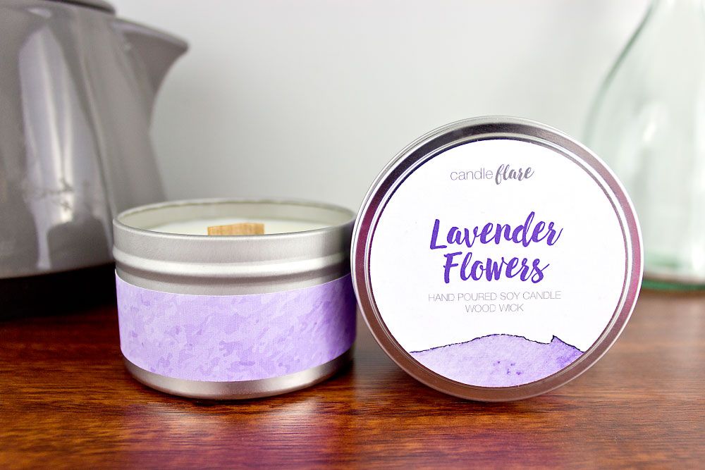 Lavender Flowers Handmade Soy Candle in 8oz Tin