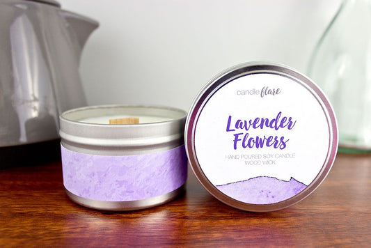 Lavender Flowers Handmade Soy Candle in 8oz Tin
