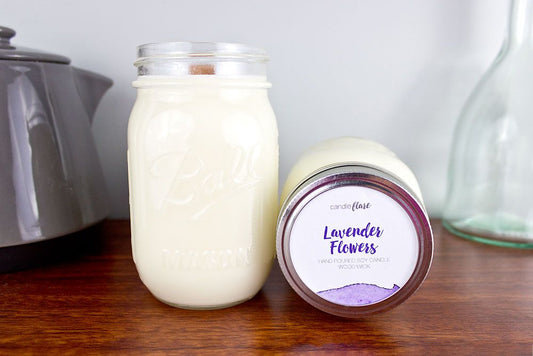 Lavender Flowers Handmade Soy Candle in Pint Mason Jar