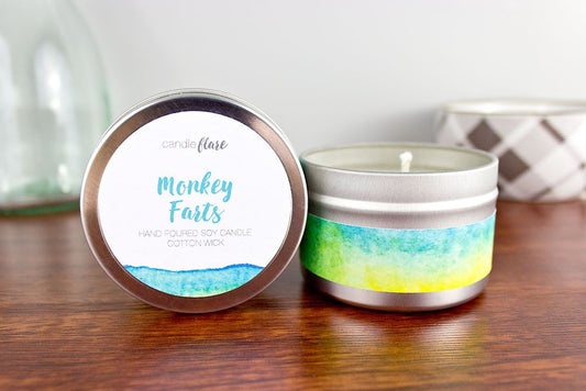 Monkey Farts Handmade Soy Candle in 4oz Tin