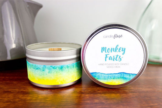 Monkey Farts Handmade Soy Candle in 8oz Tin