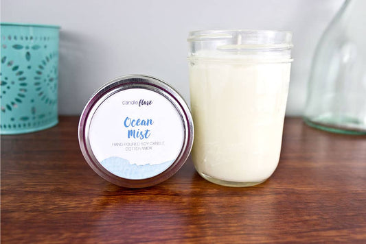 Ocean Mist Handmade Soy Candle in Half Pint Mason Jar