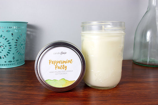 Peppermint Patty Handmade Soy Candle in Half Pint Mason Jar