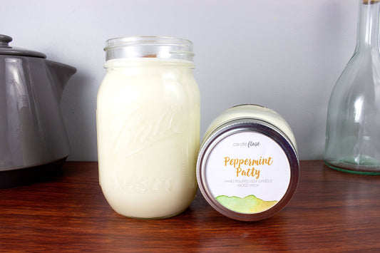 Peppermint Patty Handmade Soy Candle in Pint Mason Jar