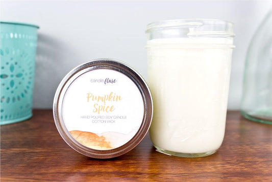 Pumpkin Spice Handmade Soy Candle in Half Pint Mason Jar