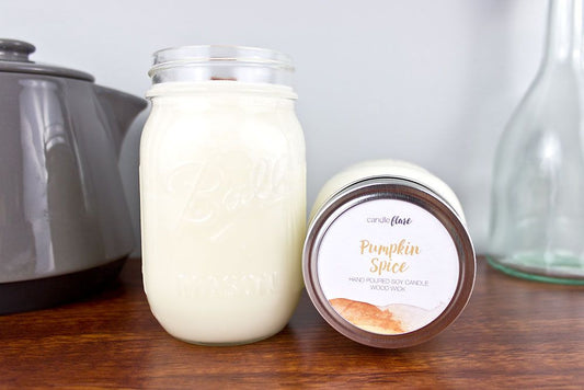 Pumpkin Spice Handmade Soy Candle in Pint Mason Jar