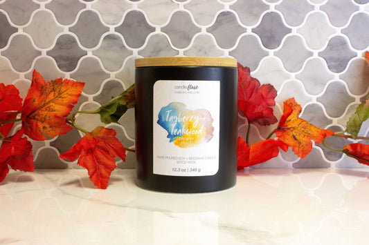 Tayberry + Teakwood Handmade Soy Candle in Ceramic Modern Tumbler