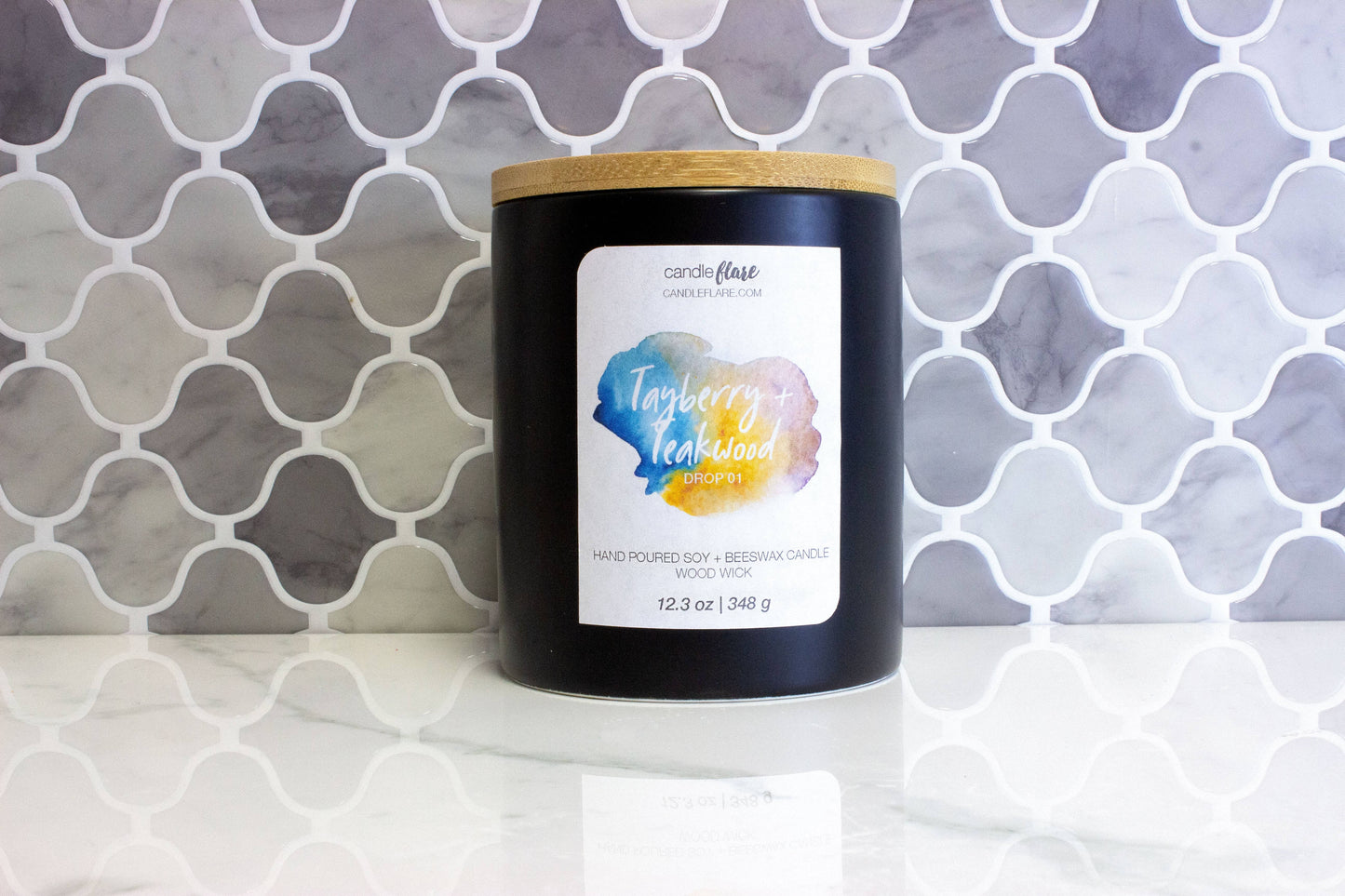 Tayberry + Teakwood Handmade Soy Candle in Ceramic Modern Tumbler