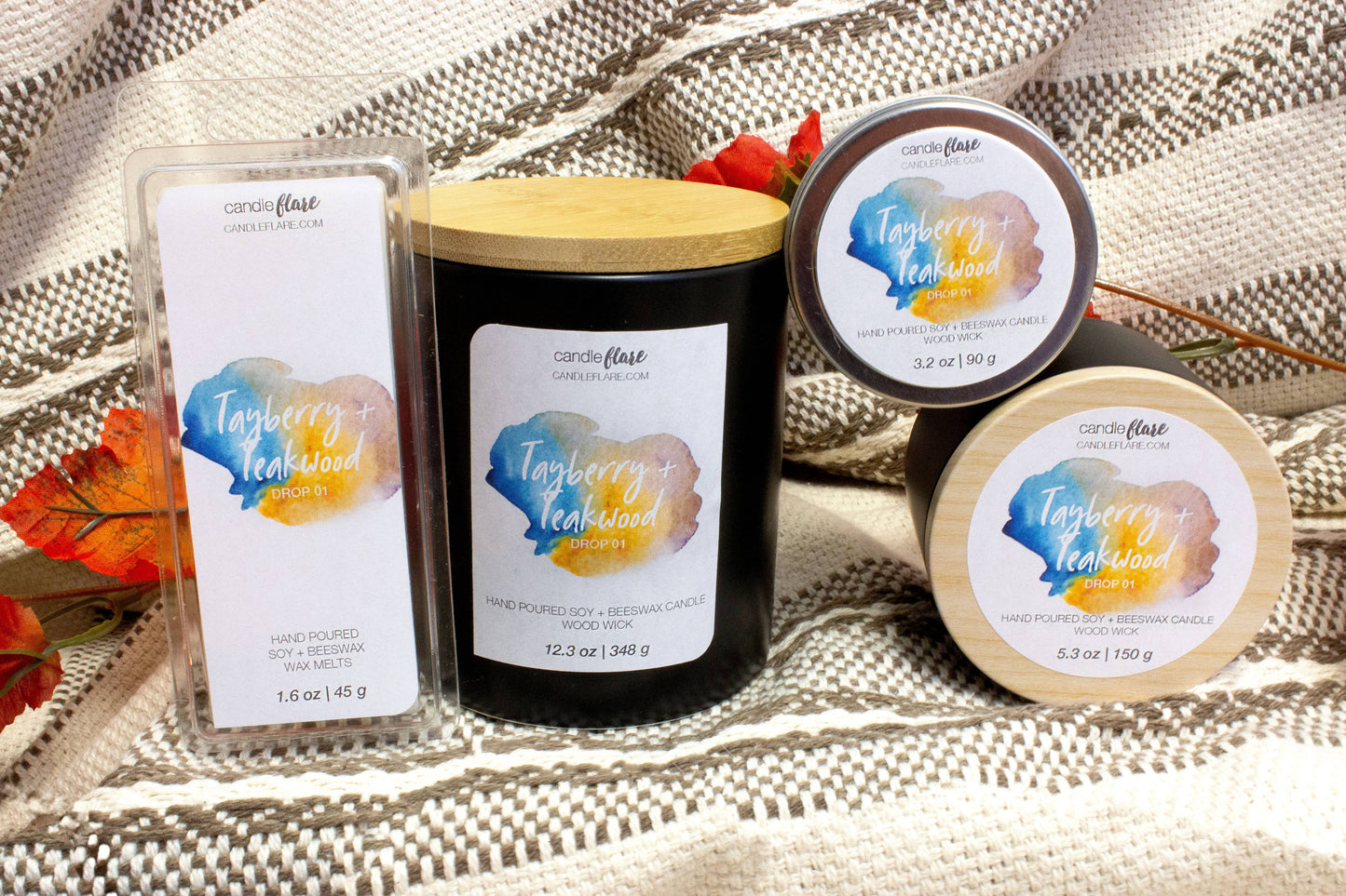 Tayberry + Teakwood Handmade Soy Candle in Ceramic Modern Tumbler