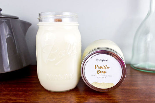 Vanilla Bean Handmade Soy Candle in Pint Mason Jar