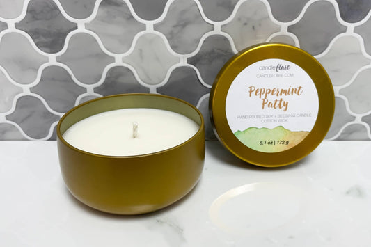 Peppermint Patty Handmade Soy Candle in 8oz Limited Edition Tin