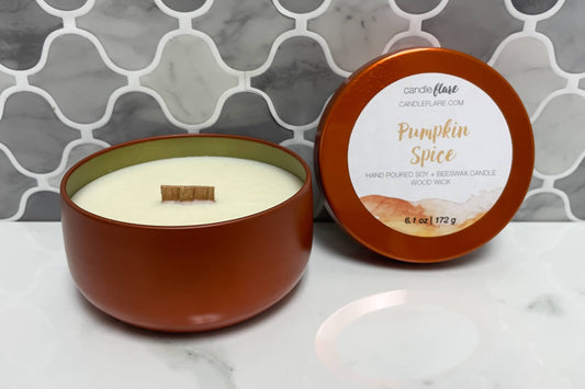 Pumpkin Spice Handmade Soy Candle in 8oz Limited Edition Tin